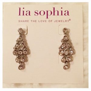 Lia Sophia crystal dangle earrings NWT